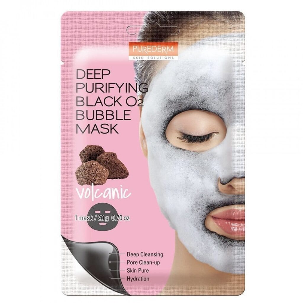 PUREDERM Deep Purifying Black O2 Bubble Mask Volcanic